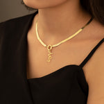 925 Sterling Silver Snake Layered Chain With Initial(Zi̇nci̇ri̇ Cs40008)