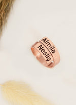 925 Sterling Silver İki Personalized Custom Name Kıvrımlı Ring