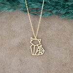 925 Sterling Silver Origami Cat Necklace