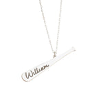925 Sterling Silver Baseball Bat Name Necklace
