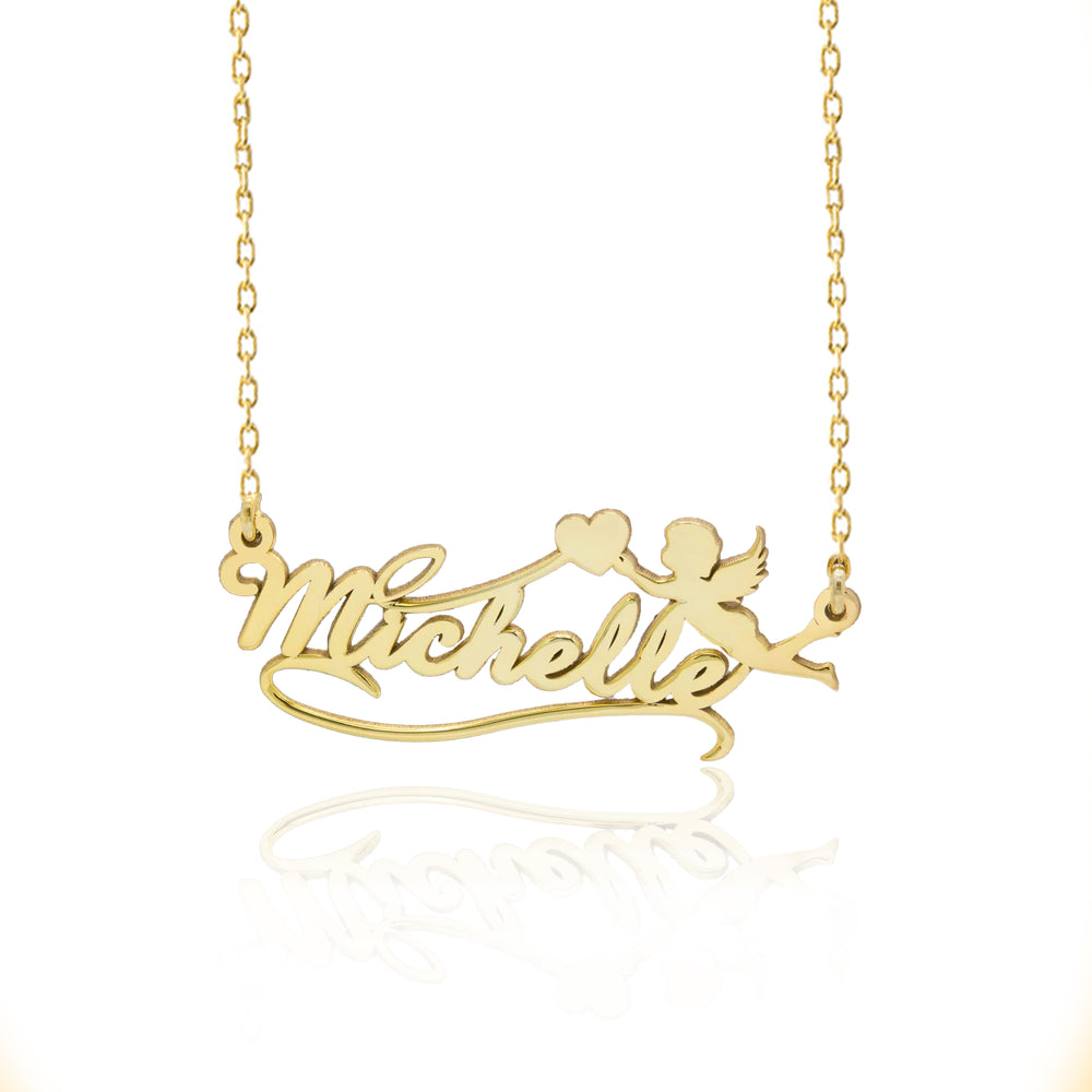 925 Sterling Silver Personalized Name Necklace With Angel