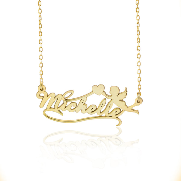 925 Sterling Silver Personalized Name Necklace With Angel