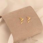 925 Sterling Silver 14K Solid Gold Geometric Triangle Ear Jacket Earrings