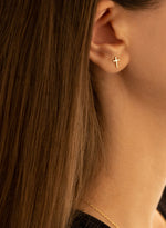 925 Sterling Silver Catholic Cross Stud Earring