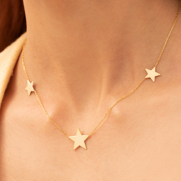 925 Sterling Silver 3 Star Necklace