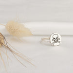 925 Sterling Silver Disc Skull Ring