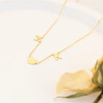 925 Sterling Silver İki Initial Letter Heart Halley Necklace