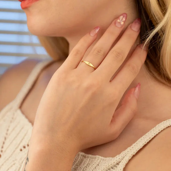 925 Sterling Silver Initial Bar Ring