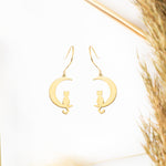 925 Sterling Silver Cat Moon Dangle & Drop Earrings