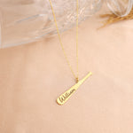 925 Sterling Silver Baseball Bat Name Necklace