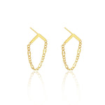 925 Sterling Silver Figaro Chain Triangle Stud Earring,