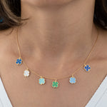 925 Sterling Silver Enamel Four Leaf Clover Necklace