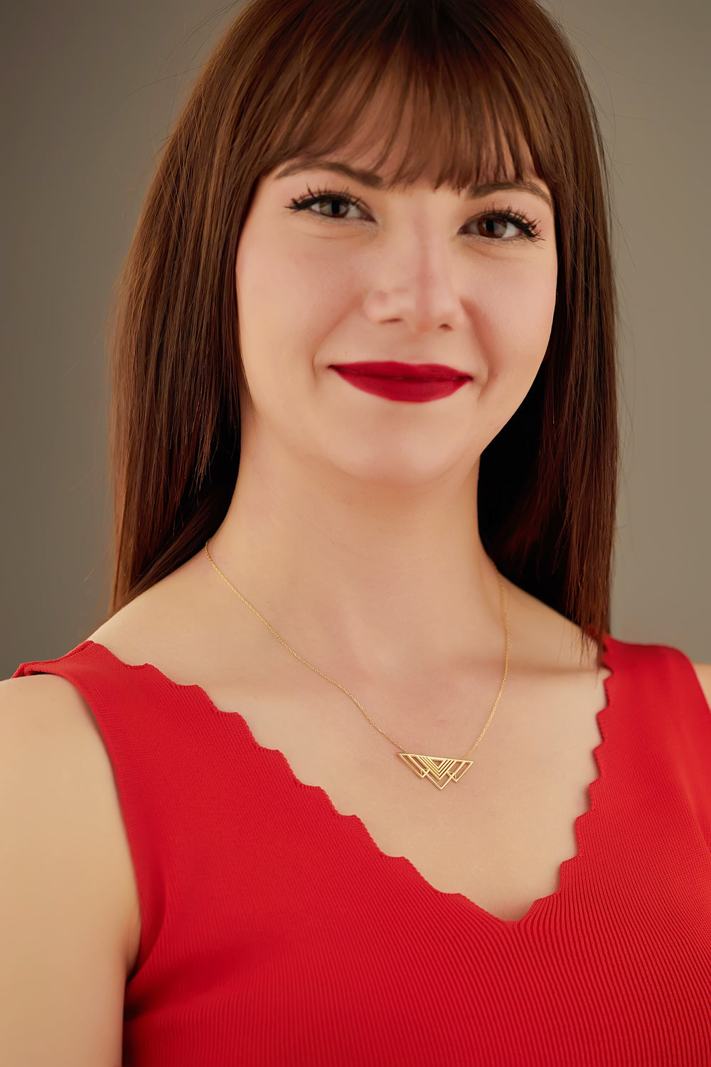 925 Sterling Silver Geometric Triangle Necklace