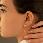 925 Sterling Silver Figaro Chain Triangle Stud Earring,