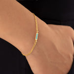 925 Sterling Silver Turquoise Bar Bracelet