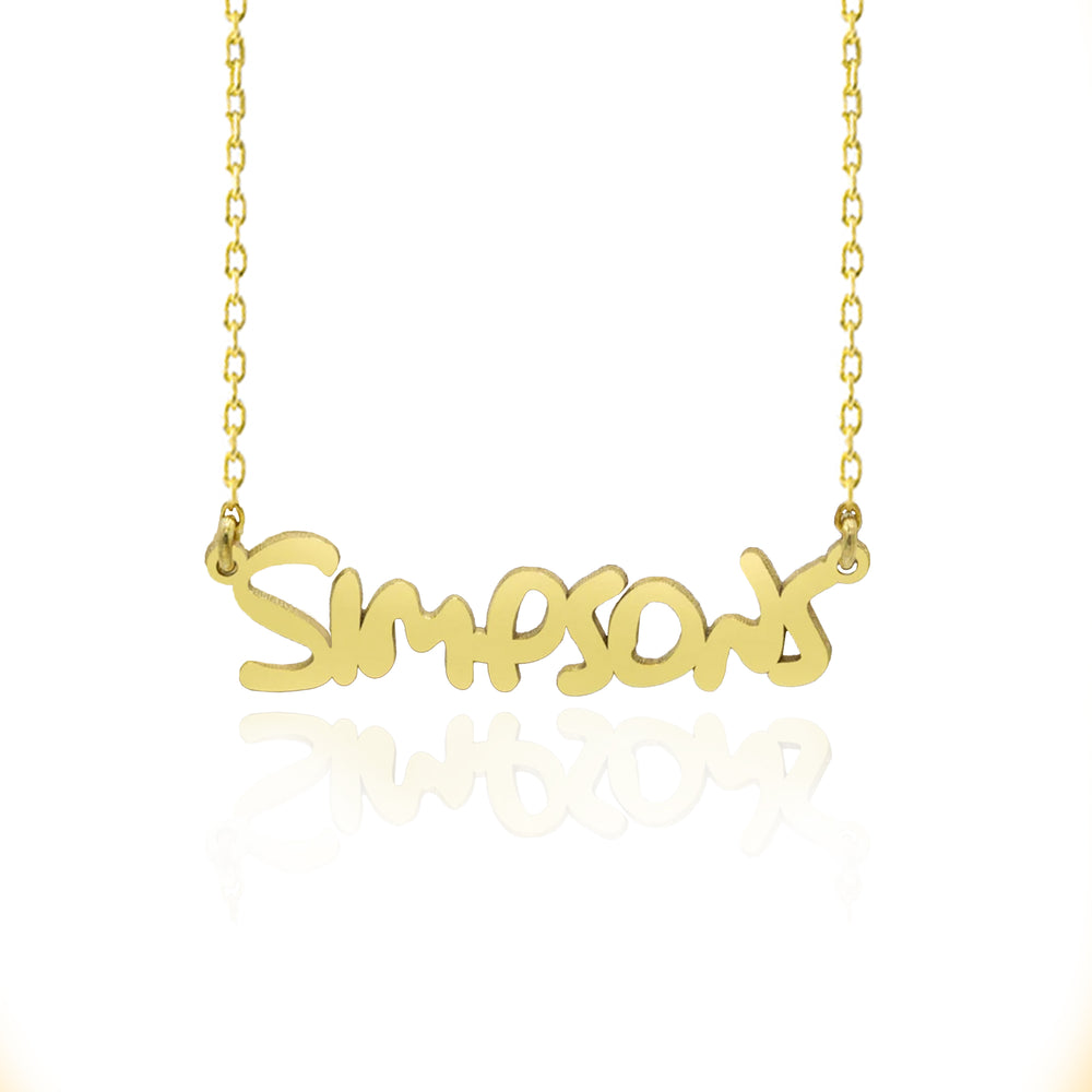 925 Sterling Silver The Simpsons Font Name Necklace