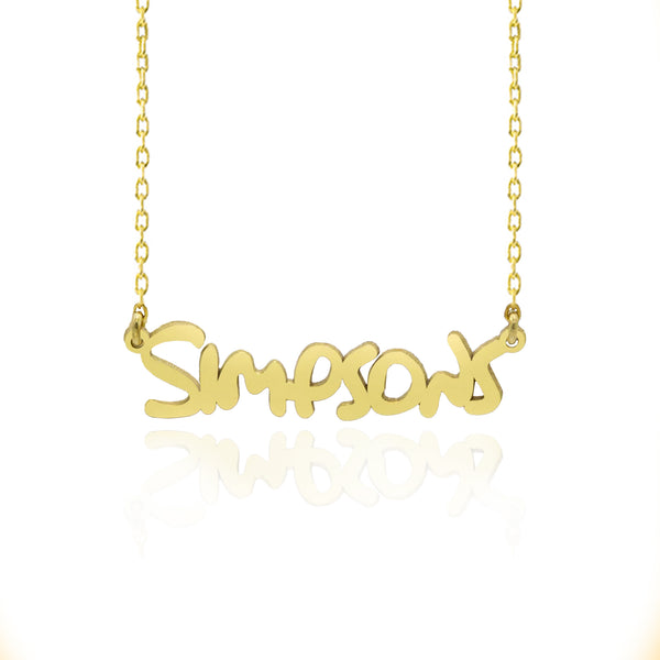 925 Sterling Silver The Simpsons Font Name Necklace