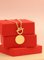 925 Sterling Silver Circle And Bar Y Necklace