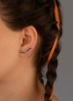 925 Sterling Silver Enamel Black Bat Studs