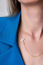925 Sterling Silver Personalized Sideways Cross Name Necklace