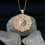 925 Sterling Silver Life Of Flower Mandala With Yin Yang Necklace