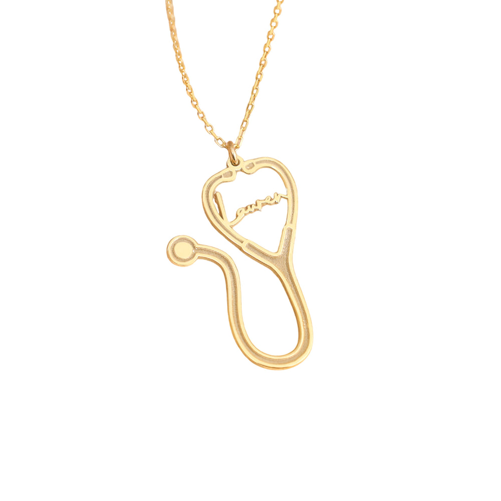 925 Sterling Silver Stethoscope Name Necklace