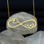925 Sterling Silver Infinity Necklace With Hearts
