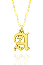 925 Sterling Silver Old English Inital Necklace