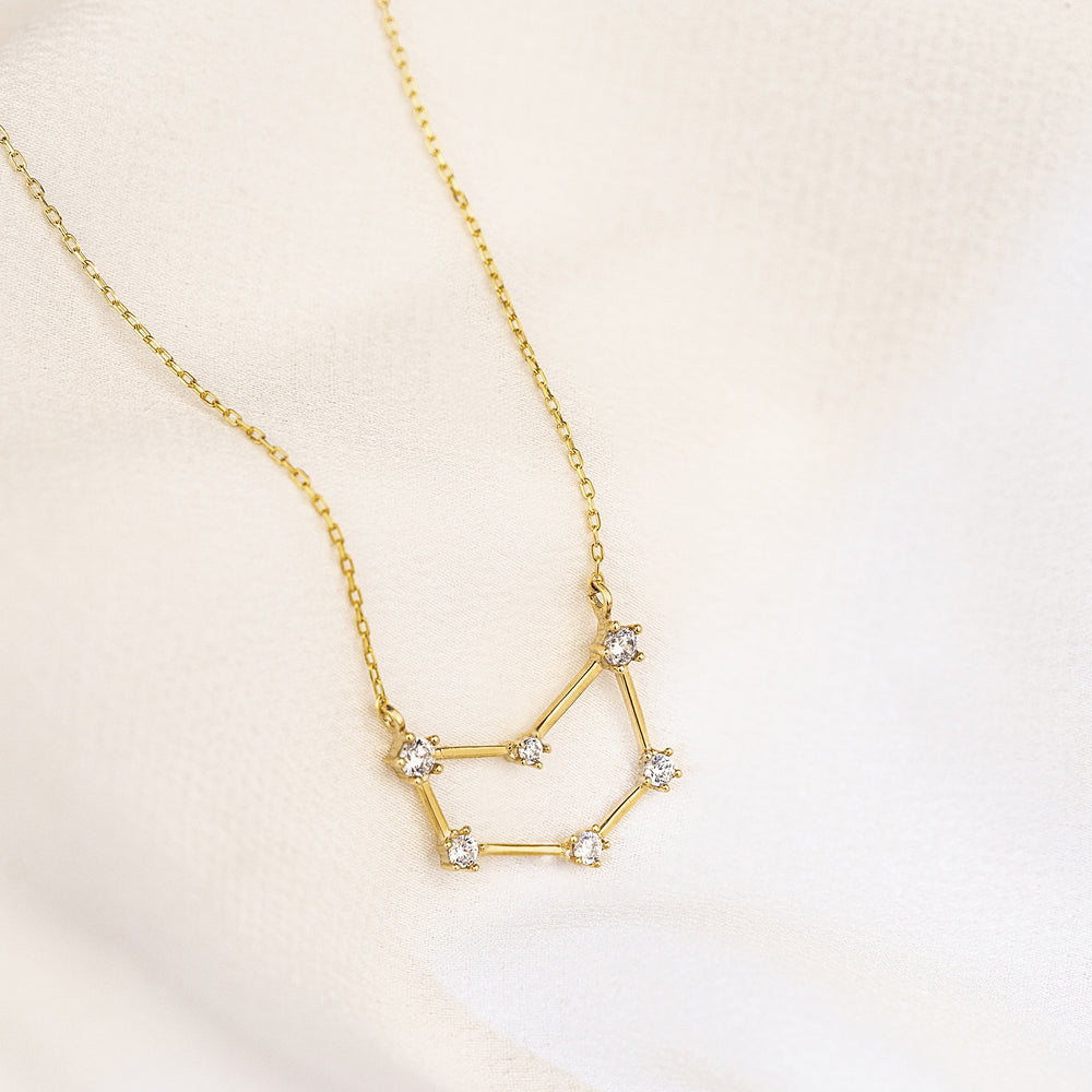 925 Sterling Silver İki̇zler Burcu Star Hari̇tasi Necklace Nsp50031-3