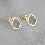 925 Sterling Silver Hexagon Ear Jacket Earrings