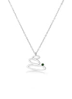 925 Sterling Silver Mounted Three Stone Necklace