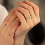 925 Sterling Silver Üç Top Ring Kenari Yanlar Solitaire