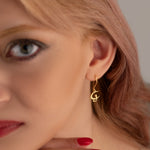 925 Sterling Silver Cat Moon Dangle