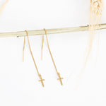 925 Sterling Silver Threader Cross Dangle Earring