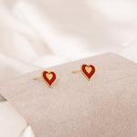 925 Sterling Silver Enamel Heart Studs