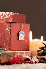 925 Sterling Silver Snow Globe Christmas Necklace