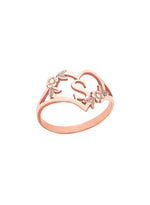 925 Sterling Silver Custom Initials Letter Heart And Flowers Rings