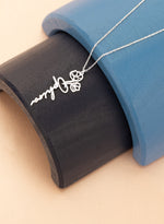 925 Sterling Silver Birth Flower Name Necklace Vertical