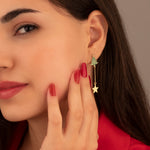 925 Sterling Silver Christmas Tree Dangle And Drope Earrings