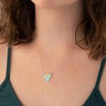 925 Sterling Silver Enamel Double Triangle Necklace