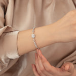 925 Sterling Silver Kenarları Infinity Ortası Square Crystal Pave Bracelet