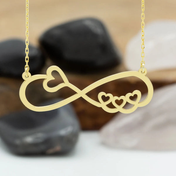 925 Sterling Silver Infinity Necklace With Hearts