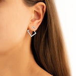 925 Sterling Silver Triangle Square Ear Jacket Necklace