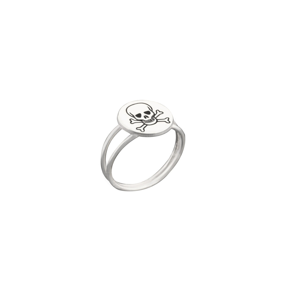 925 Sterling Silver Disc Skull Ring