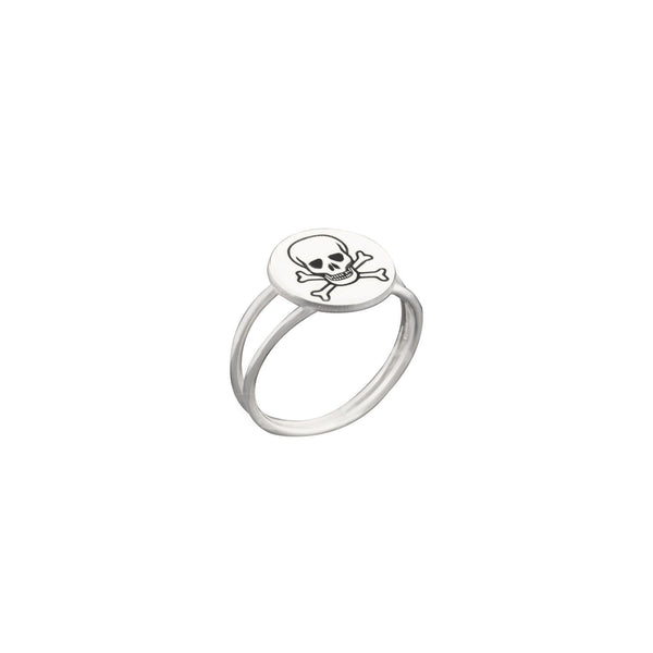925 Sterling Silver Disc Skull Ring