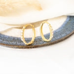925 Sterling Silver Dört Taş Top Kabartmali Hoop Earrings 18 Mm