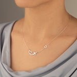 925 Sterling Silver Plane And Heart With Initial Necklace