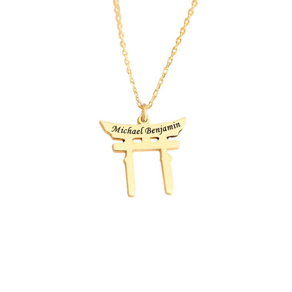 925 Sterling Silver Traditional Torii Gate Name Necklace