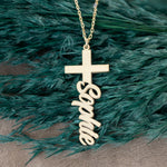 925 Sterling Silver Custom Name Cross Necklace
