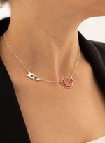 925 Sterling Silver 100. Yıl Necklace Atatürk Silüetli Crescent & Star